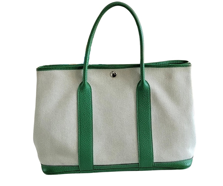 Hermes Garden Party bag PM Capucine Country leather Silver