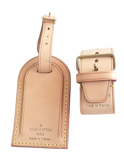 Louis Vuitton Leather Luggage Tag & Poignet with Lock and Key on