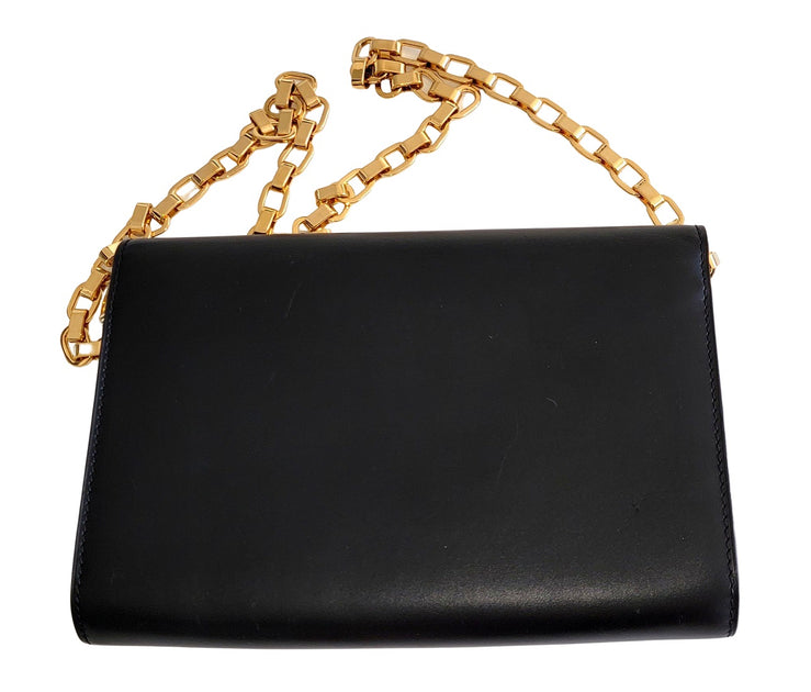 Louis Vuitton Black Leather Chain Louise GM Bag With Box & Receipt