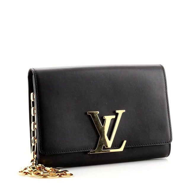 Louis Vuitton Black Leather Chain Louise GM Bag With Box & Receipt