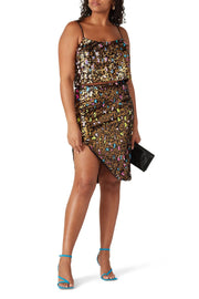 Cosmopolitan Dress the Population Sequin Slit Pencil Skirt Mini Skirt NWT