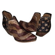 NWOT Patriotic Distressed Leather Flag Ankle Boots Size 7 B RARE Western Shoes