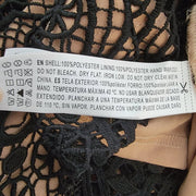 Forever 21 Black Lace Crochet Over Nude Dress Open Back size Medium