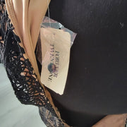 Forever 21 Black Lace Crochet Over Nude Dress Open Back size Medium