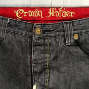 Designer Crown Holder Black Denim Jeans Size 38