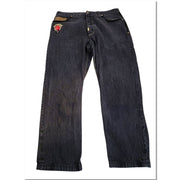Designer Crown Holder Black Denim Jeans Size 38