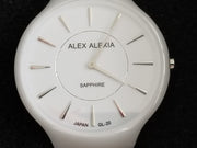 Alex Alexia Rare Sapphire Slim Ceramic Watch White Ladies Model 876G