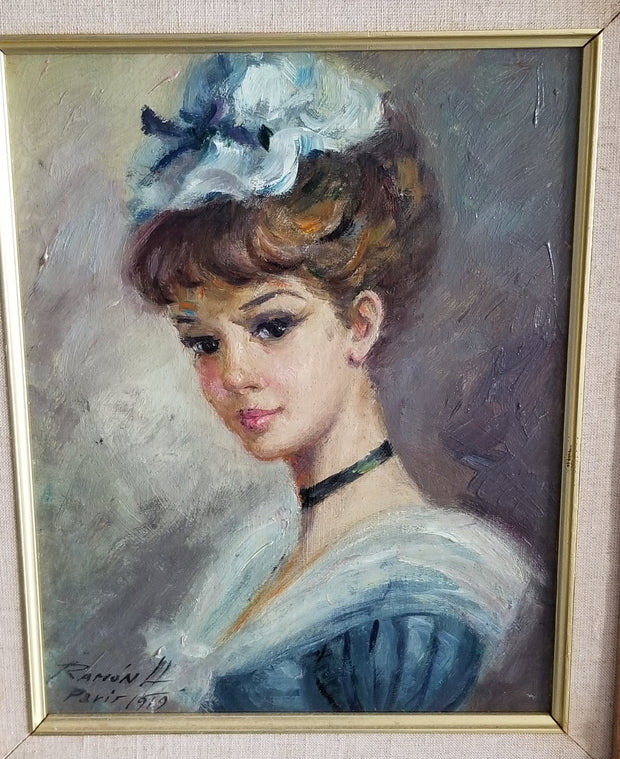Antique Oil Painting French Artist Ramon H Paris Signed