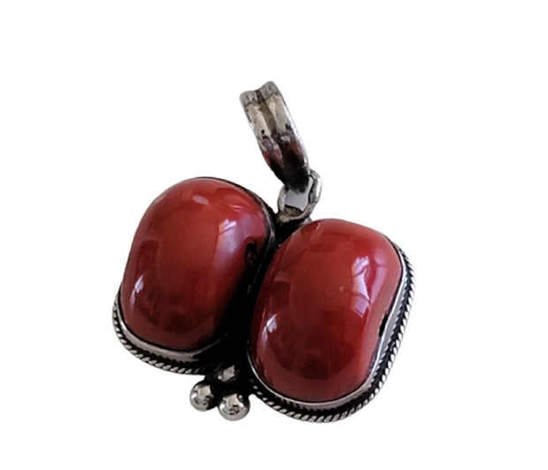 Pair of Orange Carnelian Agate Gemstone 925 Silver Pendants