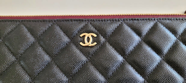Chanel Large O Caviar Leather Clutch