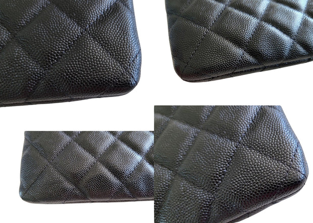 Chanel Large O Black Caviar Leather Clutch –
