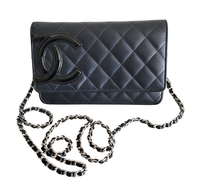 Chanel Wallet on Chain Clutch Cambon Black Leather Cross Body Bag –
