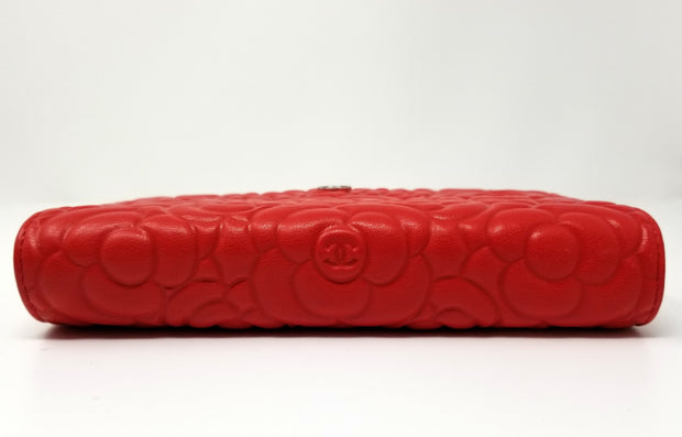 Chanel Red Goatskin Camellia Wallet on Chain Bag