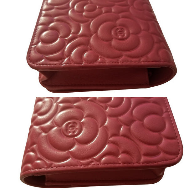 chanel camellia card case wallet