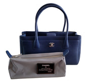 Chanel Cerf Executive Blue Leather Top Handle Tote Leather Small