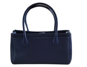 Chanel Cerf Executive Blue Leather Top Handle Tote Leather Small