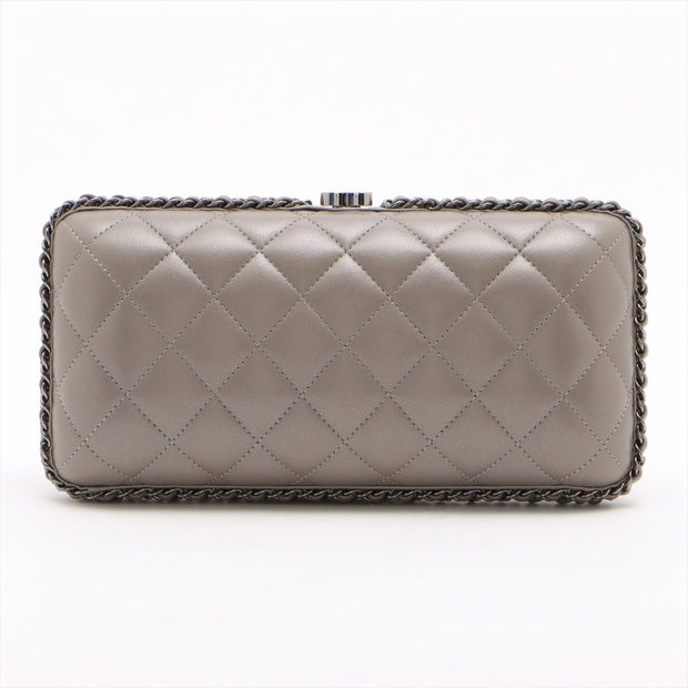 Chanel Hard Shell Framed CC Platinum Clutch Cross Body Bag –