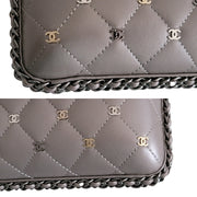 Chanel Hard Shell Framed CC Platinum Clutch Cross Body Bag