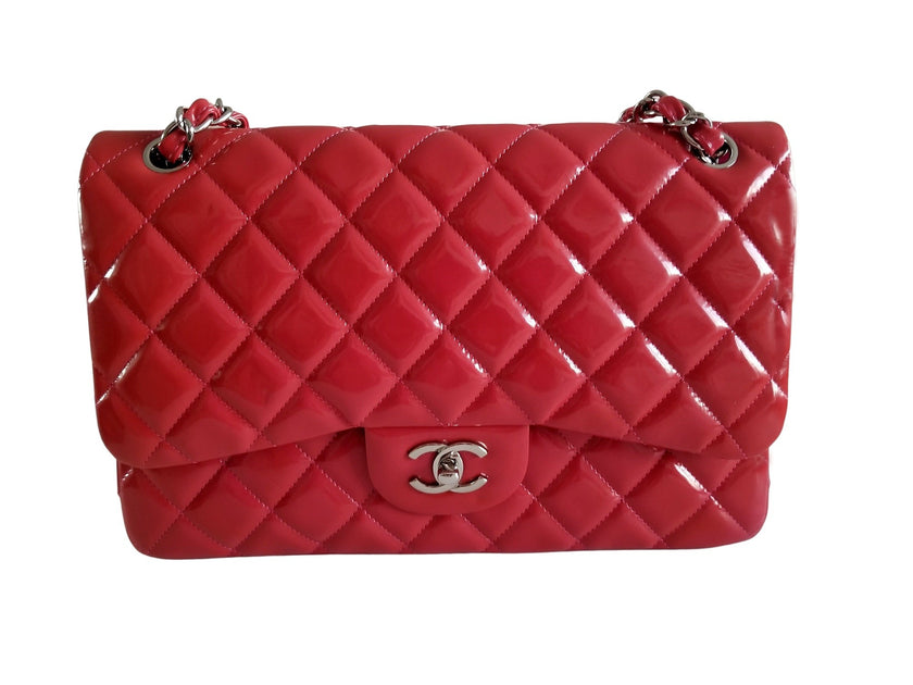 chanel red leather purse