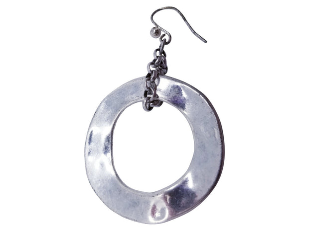 Chicos Silvertone Circle Drop Pierced  Fish Hook Earrings