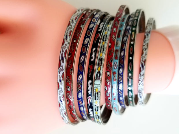 Vintage Mixed Metal Set of 10 Stackable Bangle Bracelets