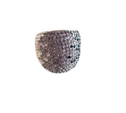 Pave Crystal Rhinestone Tri-Color Silver Ring