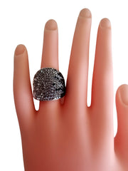 Pave Crystal Rhinestone Tri-Color Silver Ring