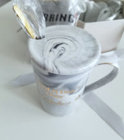 Gift Set Large Porcelain Coffee Mug Lid Coaster Spoon Socks Boxed