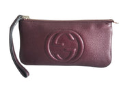 Gucci Soho Burgundy Leather Pochette Wristlet Bag