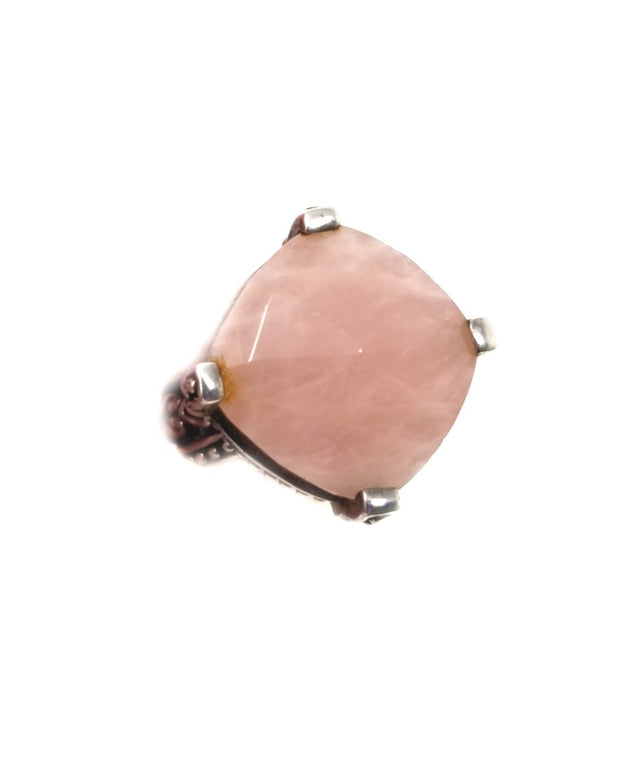 Silver Rose Quartz Heavy 925 Ring