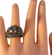 Heidi Daus Vintage Crystal Rhinestone Pearl Champagne Ring Size 6