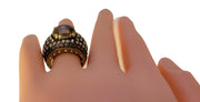 Heidi Daus Vintage Crystal Rhinestone Pearl Champagne Ring Size 6