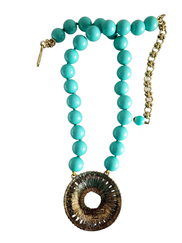 Heidi Daus Turquoise Blue Crystal Rhinestone Drop Necklace