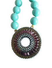 Heidi Daus Turquoise Blue Crystal Rhinestone Drop Necklace