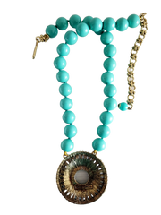 Heidi Daus Turquoise Blue Crystal Rhinestone Drop Necklace