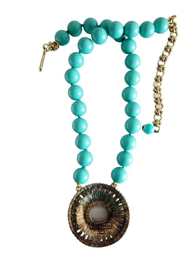 Heidi Daus Turquoise Blue Crystal Rhinestone Drop Necklace