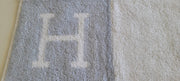Hermes Avalon Blue White Boxed Face Cloth Towel