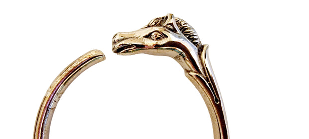 Hermes Sterling Silver Cheval Horse Heavy Bangle Bracelet