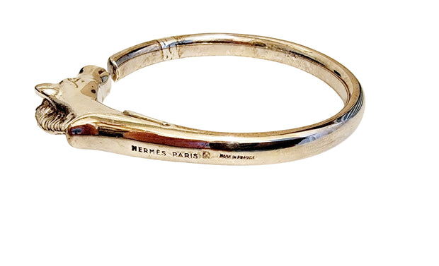 Hermes Sterling Silver Cheval Horse Heavy Bangle Bracelet