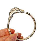 Hermes Sterling Silver Cheval Horse Heavy Bangle Bracelet