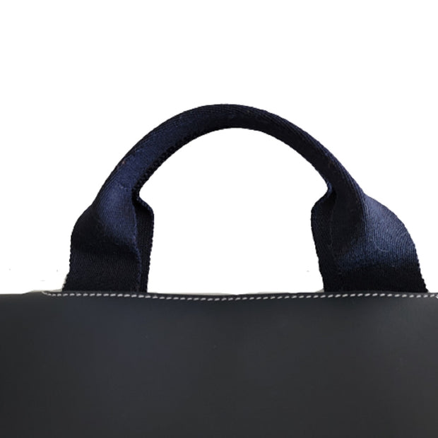 Hermes Navy Blue Valpariaso MM Canvas Top Handle Bag –
