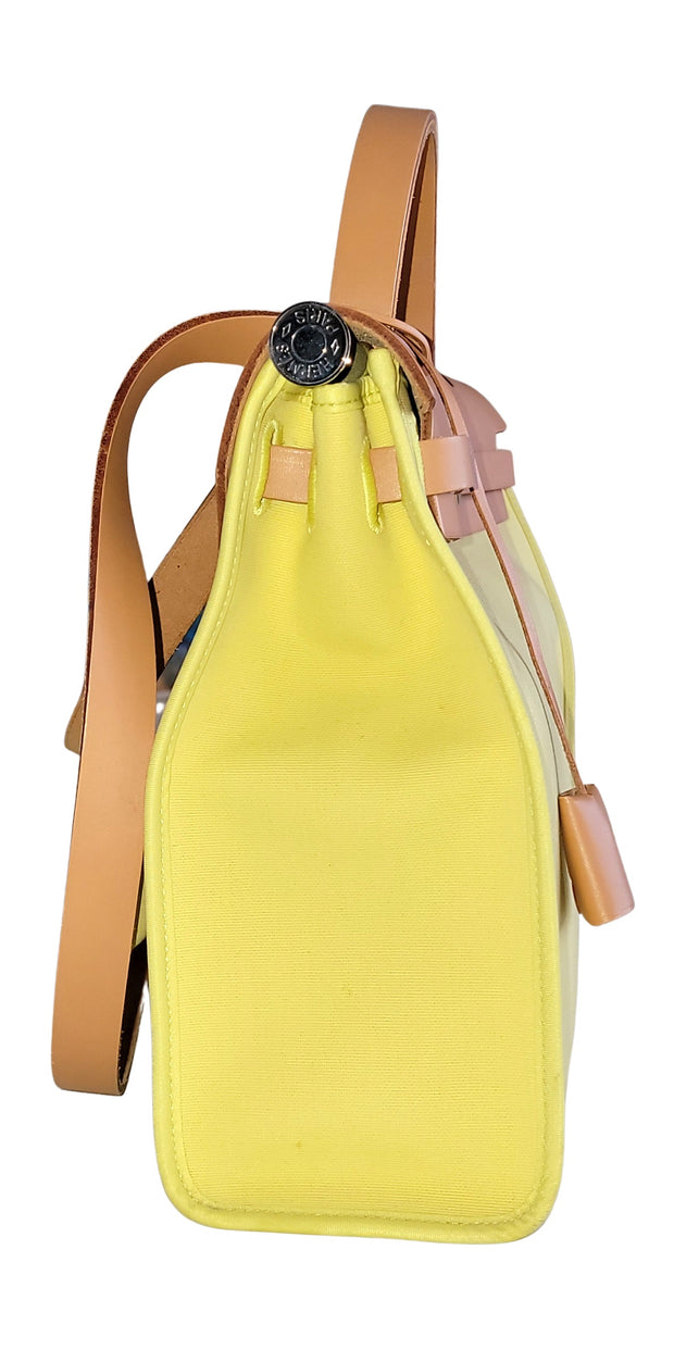 Hermes Herbag 31 Yellow Toile Leather Shoulder Bag