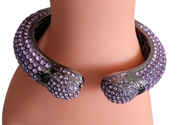 Joan Boyce Swarovski Purple Lavender Crystal Cuff Bangle Bracelet