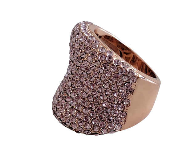 Joan Boyce Rose Pave Crystal Art Deco Ring