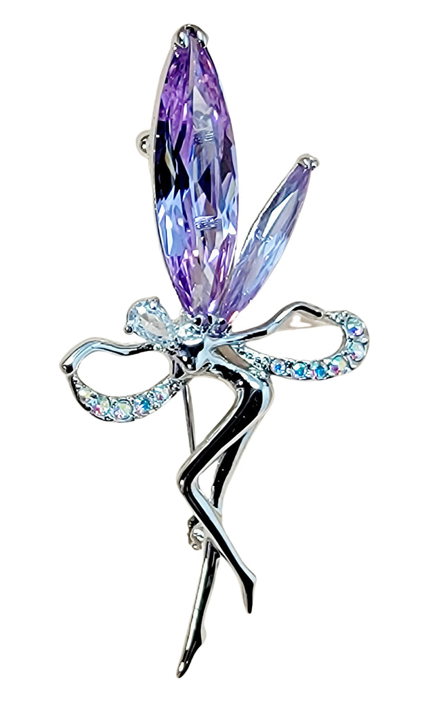 Collectible Boxed Kirk's Folly Purple Crystal Angel Fairy Brooch Pin