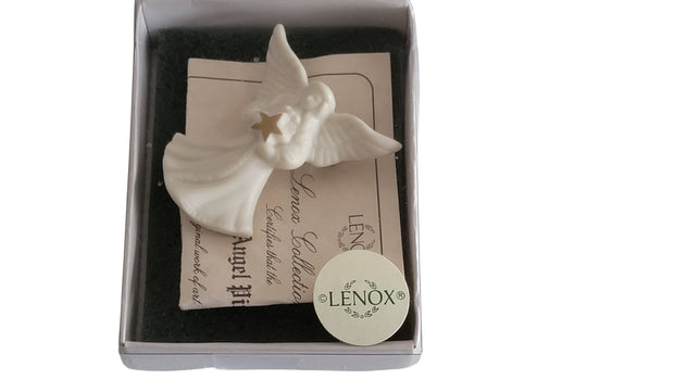 Lenox Gold Star Angel Pin Brooch Signed Authenticity Card