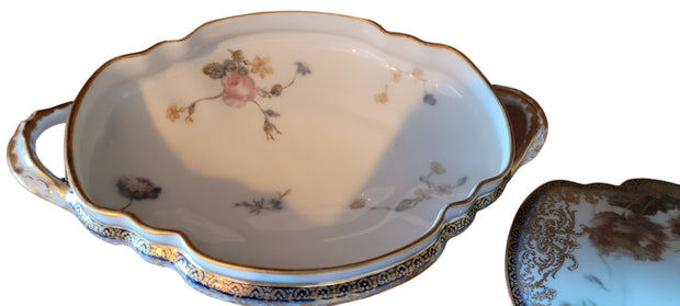 Antique Rare Haviland Limoges Feu De Four Porcelain Covered Casserole Dish