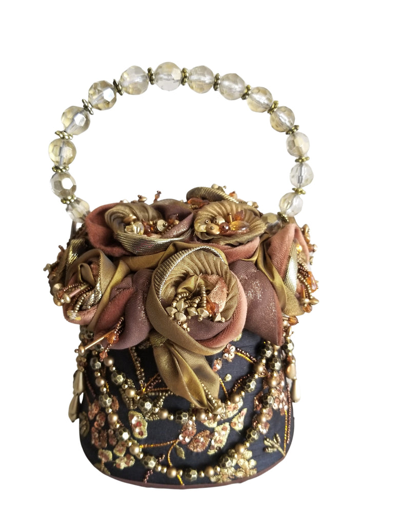 Mary Frances Lock it Up Beaded Handle Bag Leather Handbag Brown Gold Purse NEW Mary Frances Lock it Up Beaded Padlock Top Handle Handbag  main image 3