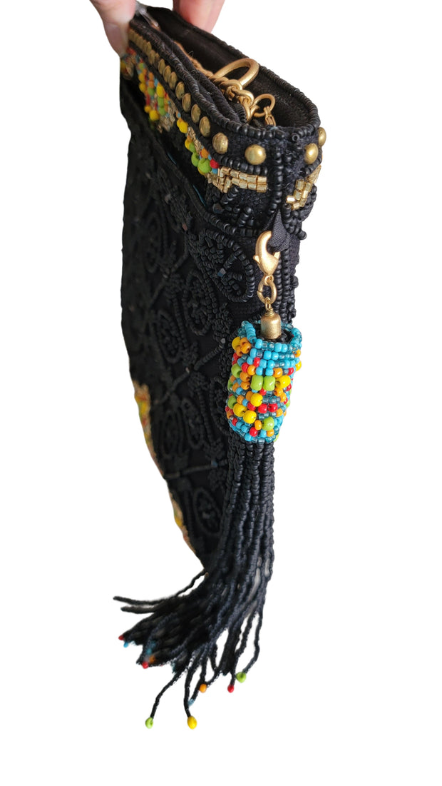 Mary Frances Four Corners Confetti Multicolor Bead Crossbody Bag