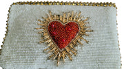 Mary Frances Heart Burst Beaded Crystal Cross body Bag